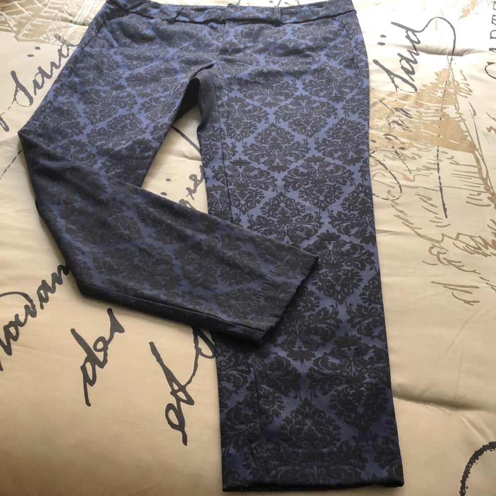 Pixie Jacquard Blue Ankle Cut Pants